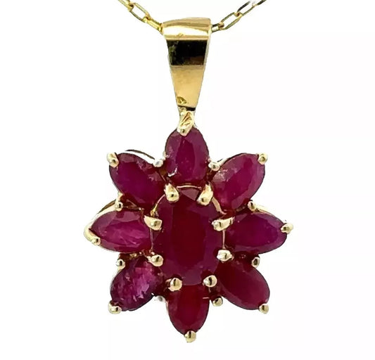14Ct Rose Gold Faceted Ruby Pendant