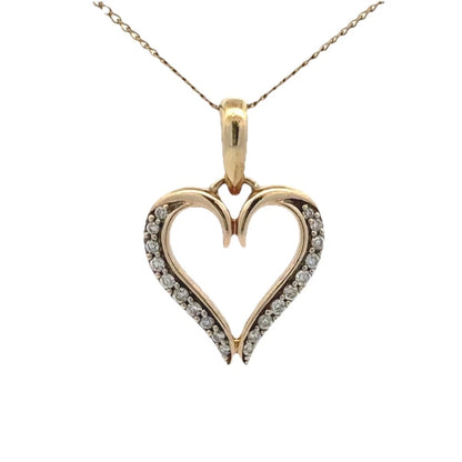 9Ct Yellow Gold .10 Carat TDW Diamond Set Heart Pendant
