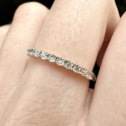 9Ct Yellow Gold Mirace Set Diamond Set Band Ring Sz Q 1/2