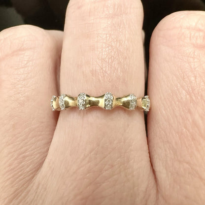 10Ct Yellow Gold .05 TW Diamond Band Ring Sz O 1/2