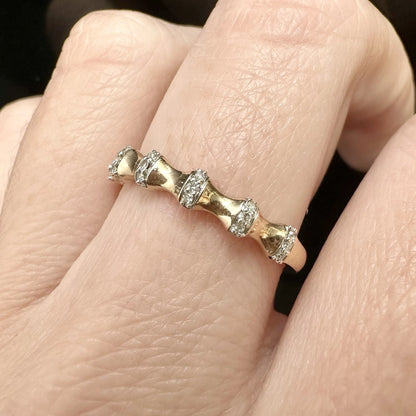 10Ct Rose Gold .05 TW Diamond Band Ring Sz O