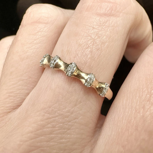 10Ct Rose Gold .05 TW Diamond Band Ring Sz O