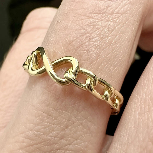 14Ct Yellow Gold Infinity Chain Link Band Ring Sz N 1/2
