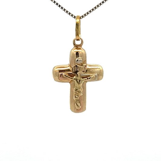 14Ct Yellow Gold Puffed Crucifix Pendant