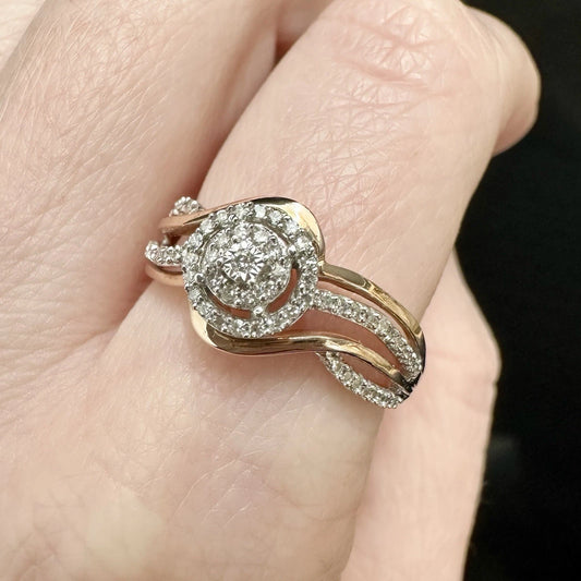 9Ct Two-Tone Gold .35Ct TW Diamond Set Band Ring Sz S 1/2