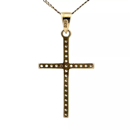 9Ct Yellow Gold CZ Set Cross Pendant