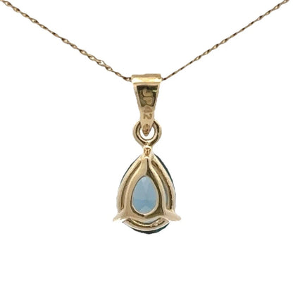 9Ct Yellow Gold Pear Shaped London Blue Topaz Solitaire Pendant