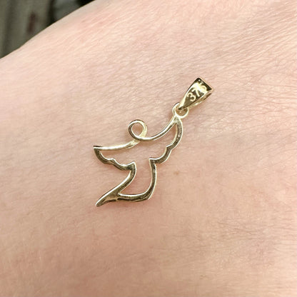 9Ct Yellow Gold Open Angel Pendant