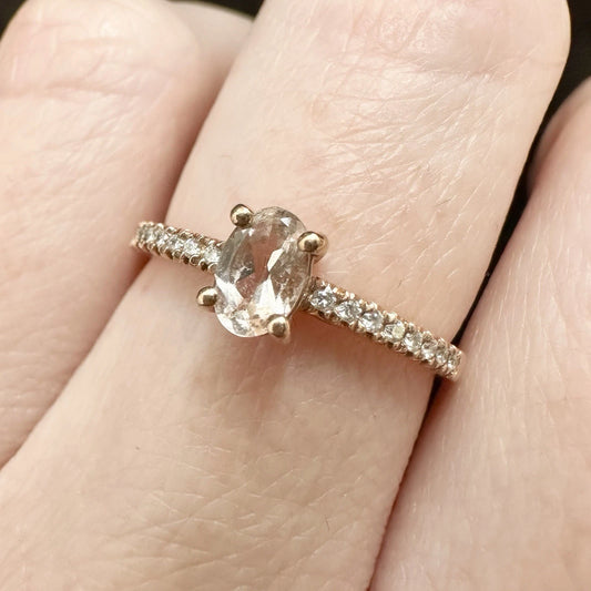9Ct Rose Gold Morganite & .08 TW Diamond Dress Ring Sz N
