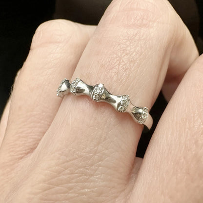 10Ct White Gold .05 TW Diamond Band Ring Sz O 1/2