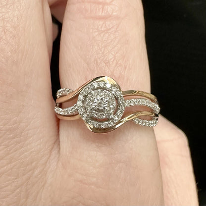 9Ct Two-Tone Gold .35Ct TW Diamond Set Band Ring Sz S 1/2