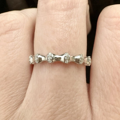 10Ct White Gold .05 TW Diamond Band Ring Sz O 1/2