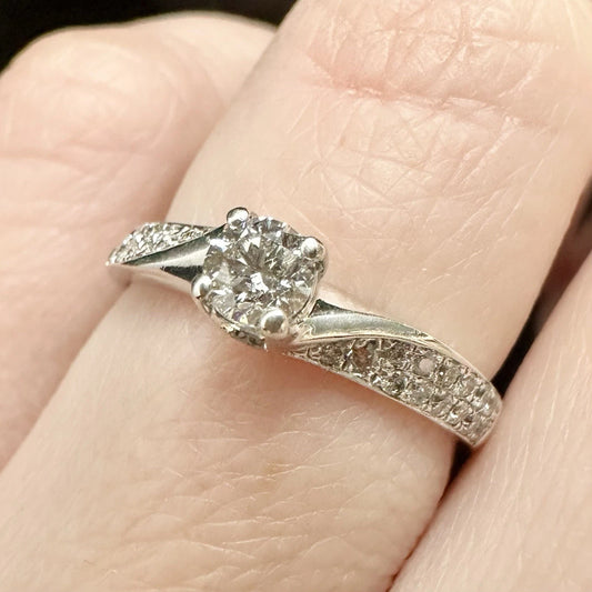 9Ct White Gold Brilliant Cut .30 Carat TW Diamond Ring Sz J