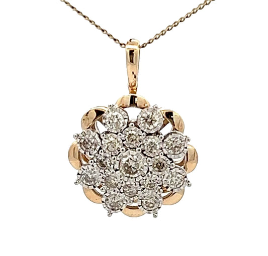 9Ct Yellow Gold Miracle Set .34 Carat TW Diamond Snow Flake Pendant