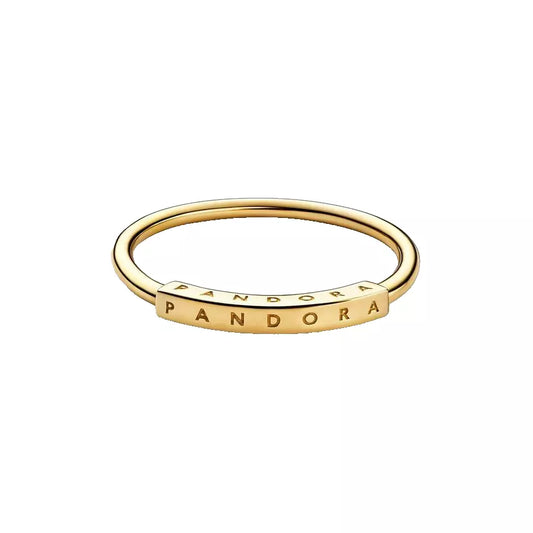 14Ct Yellow Gold Pandora Signature I-D Band Ring #152230C00 - Size 56 - Retired