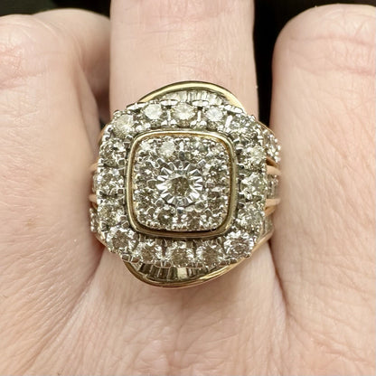 9Ct Yellow Gold 3 Carat TW Multi-Diamond Dress Ring Sz M 1/2