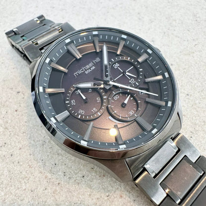 Michael Hill Solar Powered Chronograph Men's Black Toned Stainless Steel Watch