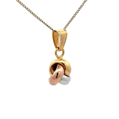 9Ct Tri-Tone Gold Love Knot Pendant