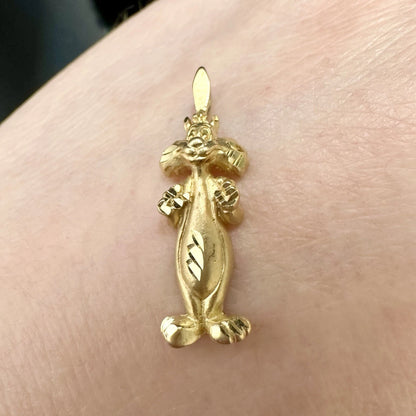 14Ct Yellow Gold Vintage Looney Tunes Sylvester The Cat Slider Charm Pendant