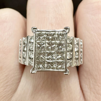 14Ct White Gold 2.00 Carat TW Multi Diamond Dress Ring Sz O WITH VALUATION
