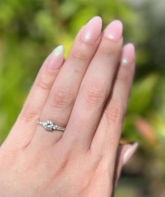 9Ct Yellow Gold CZ Ring With Accents Sz N
