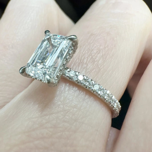 Platinum Emerald Cut 2.14 Carat TW Laboratory Grown Diamond Ring Sz L 1/2
