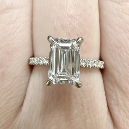 Platinum Emerald Cut 2.14 Carat TW Laboratory Grown Diamond Ring Sz L 1/2