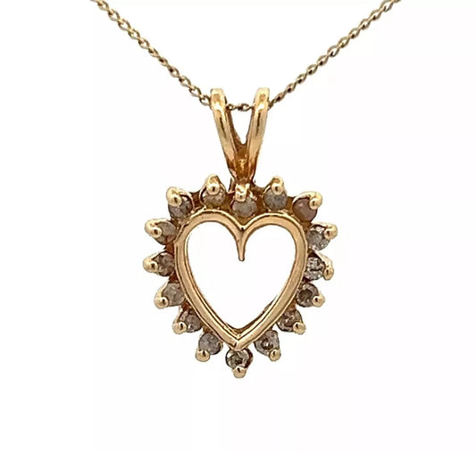 10Ct Yellow Gold 1/4 Carat TW Diamond Heart Charm Pendant