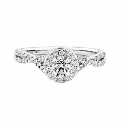 14Ct White Gold .70Ct TW Halo Diamond Ring Sz O