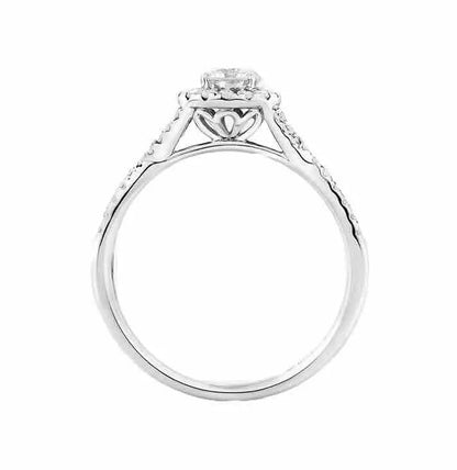 14Ct White Gold .70Ct TW Halo Diamond Ring Sz O