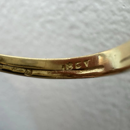 18Ct Yellow Gold Vintage .15Ct TW Diamond Set Fused Ring Set Sz K