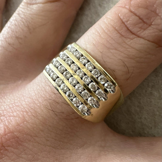 10Ct Yellow Gold 1.00 Carat TW Diamond Men's Signet Ring Sz V 1/2