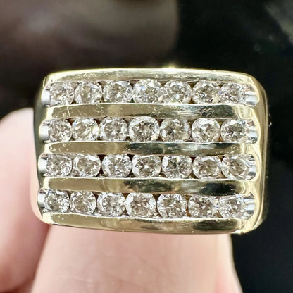 10Ct Yellow Gold 1.00 Carat TW Diamond Men's Signet Ring Sz V 1/2
