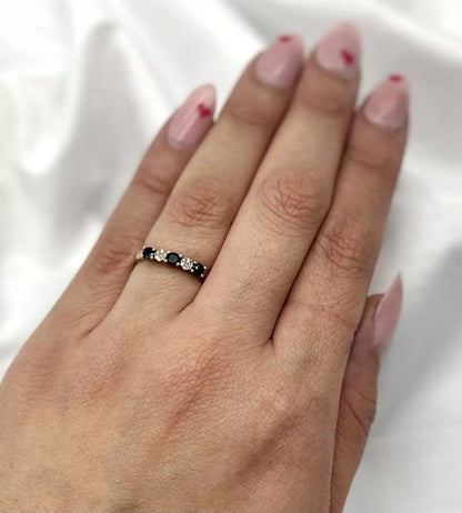 10Ct Yellow Gold Sapphire & Diamond Cluster Ring