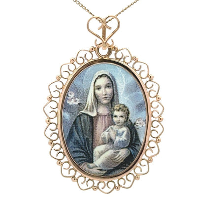14Ct Yellow Gold Mary Pendant