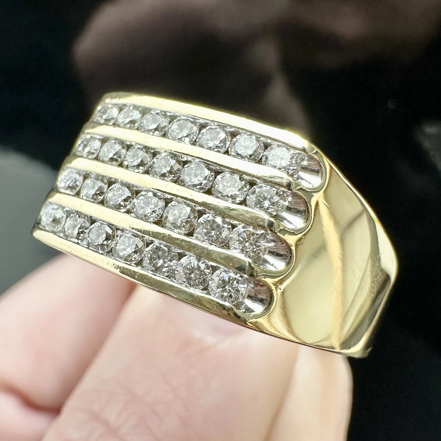 10Ct Yellow Gold 1.00 Carat TW Diamond Men's Signet Ring Sz Z+3