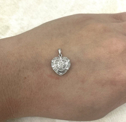 18Ct White Gold .35 Carat TW Diamond Heart Charm Pendant