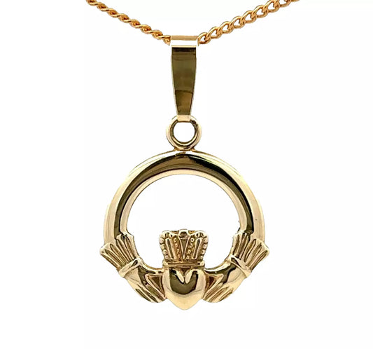 9Ct Yellow Gold Claddagh Pendant