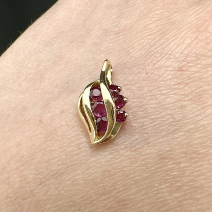 14Ct Yellow Gold Created Ruby Slider Pendant