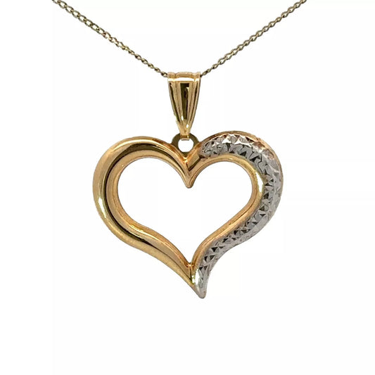 9Ct Two-Toned Gold Heart Charm Pendant