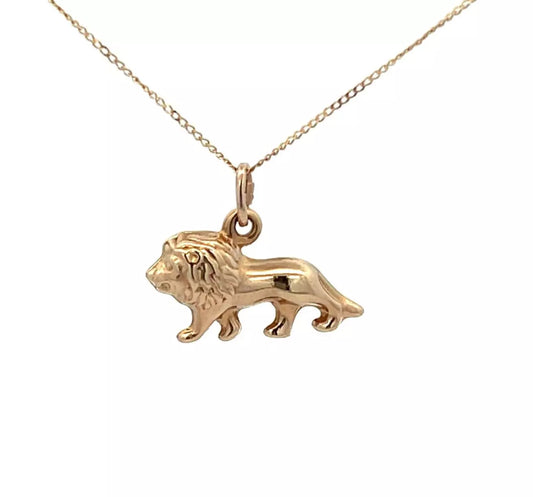 9Ct Yellow Gold Lion Charm Pendant