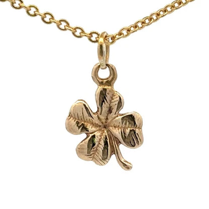 9Ct Yellow Gold Four Leaf Clover Pendant