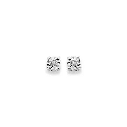 9Ct White Gold Diamond Accent Stud Earrings