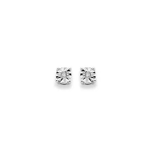 9Ct White Gold Diamond Accent Stud Earrings