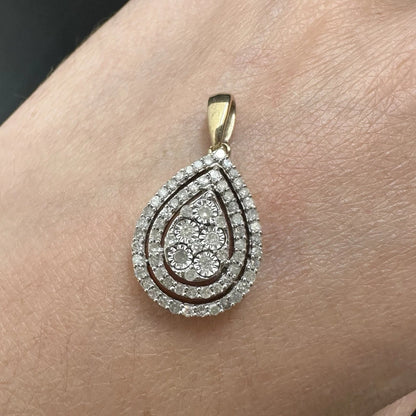 9Ct Yellow Gold Pear Shaped Diamond Cluster Ring - 0.50 Carat TDW